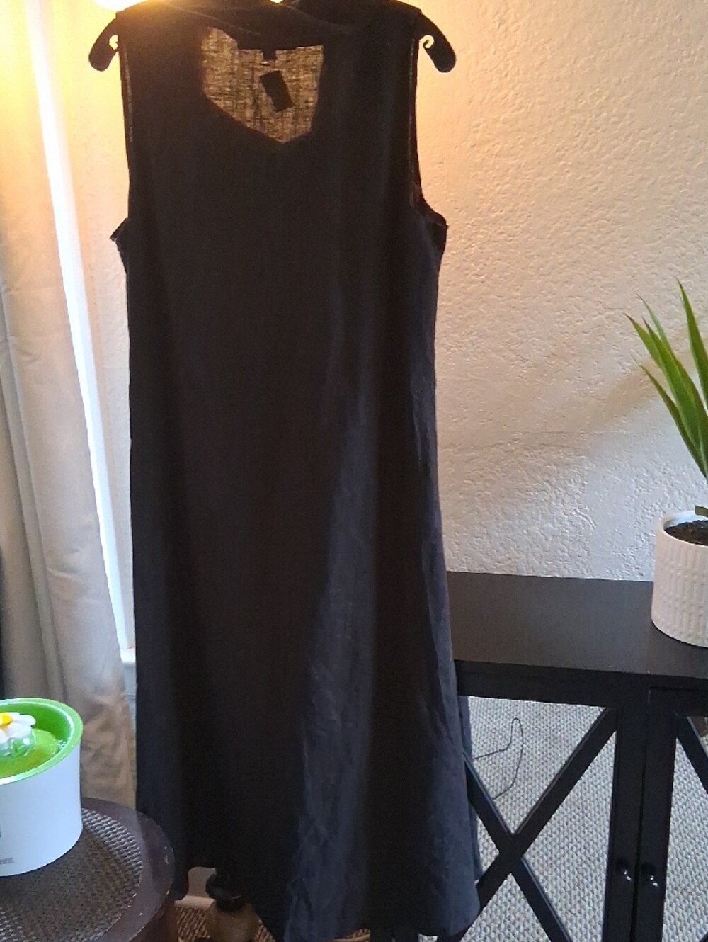 Flax Black Linen Sleeveless Maxi Dress with Soft Neckline - Picture 2 of 6